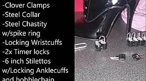 sissy ties up for extreme self-bondage with monster BBC buttplug dildo