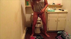 Shooting Cum Load in Friend's Bathroom While She Masturbates Hidden
