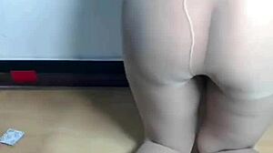 tiny milf in crotchless stockings begs you to fuck her tight hole