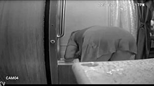 jennifer bends over to wash every inch of the shower