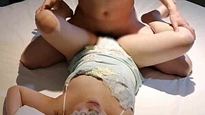 sexy lingerie housewife's huge tits bounce in homemade fuck