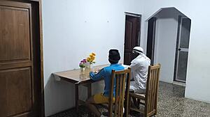 A latino and arab friend visit colombia as the latino fucks their sexy waitress