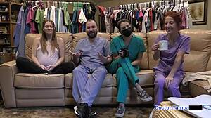 dr tampa probes nova maverick's shaved pussy backstage with ultrasound toy