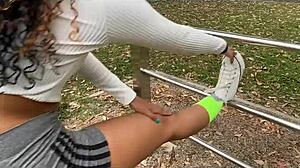 Park Workout Ends with Latina Ass on Iron Creampie