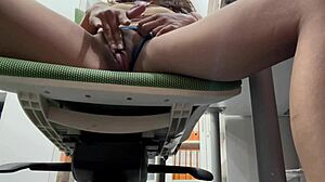 roommate caught masturbating gets huge ass blowjob in office