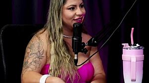 she rubs vibrator on wet pussy after bathroom fuck talk in liberal couple casting