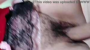 Why stop cumming on this hairy pussy when she begs for more?