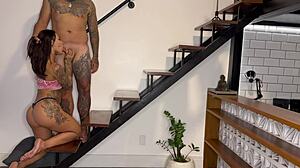 hey neighbor's wife digs my cream on stairs