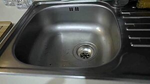 Plumber Catches Tattooed Housewife Deepthroating Cock While Masturbating on Bedroom Floor