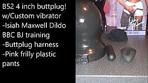 sissy ties up for extreme self-bondage with monster BBC buttplug dildo