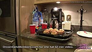 cooking naked with raquel's huge tits bouncing everywhere!!