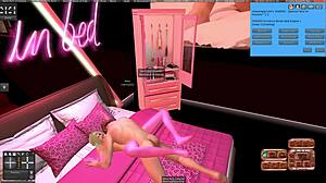Hot girl in pink gloves and boots fucks second life.
