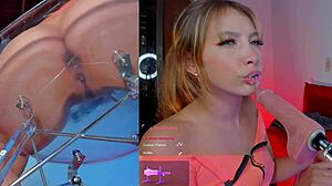 colombian lesbian slut loves machine suck vibrator pussy orgasm!