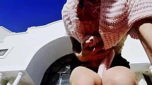 White Blonde African Rides Cock Public Beach Outdoors