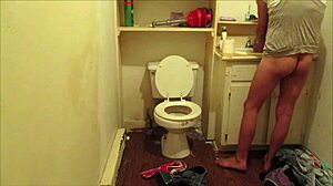 Shooting Cum Load in Friend's Bathroom While She Masturbates Hidden