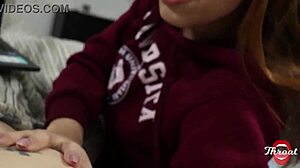 Petite redhead stepsister deepthroats my cock hungrily