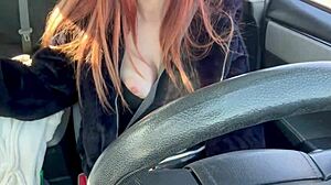 Artemisia Love Flashes Big Tits on Italian Car Ride