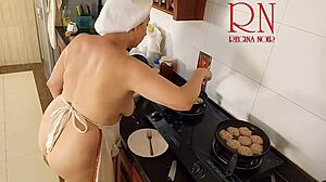 Nudist Housewife Regina Noir Cooks Naked in Kitchen Maid Style Full Video