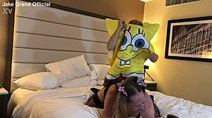 spongebob sneaks up and rams hot milf shemale's tight ass deep