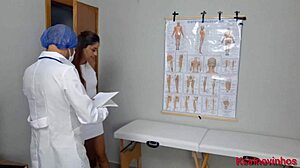 housewife shows off her ass to gyno while hubby watches nervously