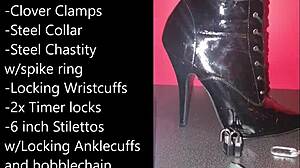 sissy ties up for extreme self-bondage with monster BBC buttplug dildo