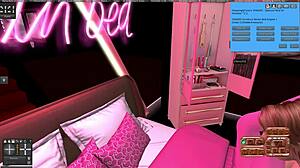 Hot girl in pink gloves and boots fucks second life.