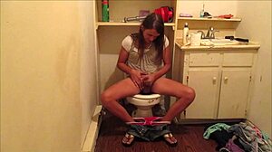 Shooting Cum Load in Friend's Bathroom While She Masturbates Hidden