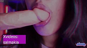 vintage latina cutie loves licking her hairy beaver and stuffing huge dildos inside