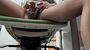 roommate caught masturbating gets huge ass blowjob in office