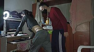 Hot latina bends over chores lets big cock penetrate her ass