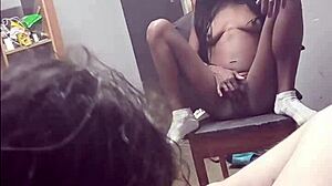 Wife skips cleaning to suck my cock with her saggy tits out.