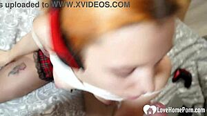 ginger teen babe craves cum as she slurps horny boyfriend's cock with eager sucks