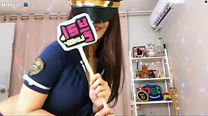 korean cutie dances sexy sailor teasing her big bouncy tits