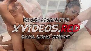 hot young brunette takes two cocks deep in her pussy at motel