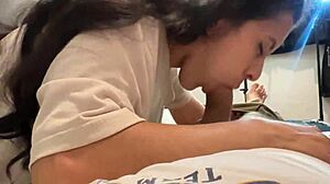 colombian stepsis gives incredible deepthroat blowjob while parents away then begs for creampie doggystyle