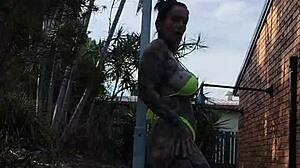 hey girl, you seeing melody radford's huge fake tits and fat ass shaking wild in leaked micro bikini twerk pole dance?