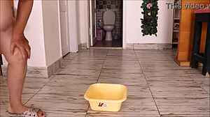 Busty granny mariaold squirts dirty piss all over her mature natural tits