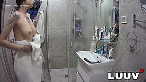 beautiful alice showers naked on amateur reality show