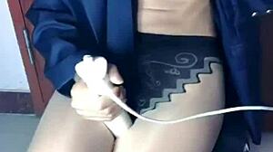 tiny milf in crotchless stockings begs you to fuck her tight hole