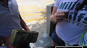 Big black cock sucking and fucking horny military wife outdoors