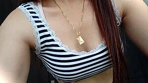 mexican latina professor milet flashes pussy and masturbates intimately outdoors