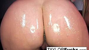 sexy brunette lesbians fuck with glitter baby oil on big tits and asses