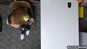 slutty blonde teen gags on cock then bounces tits while fucked hardcore