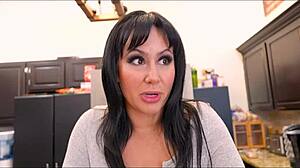 Curvy Milf Misty Meaner Plays Mommy In Law Teasing Young Stud On Sofa Part 1