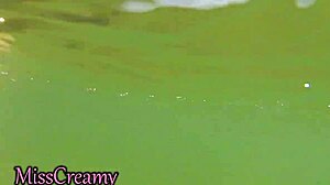 Teacher's handjob catches cock underwater on nude beach public fuck