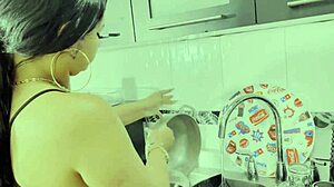 small cock boss pays mia montielth to fuck in kitchen