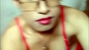 Red Bra Shemale Mitha Waria Ladyboy Jerks Crossdressing Cock Till Explosive Cumshot