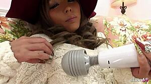 Tanned Japanese Teen Orgasms on Dildo