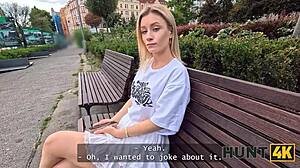 Stranger surprises cute Czech couple with hardcore street pickup sex.