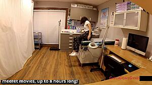 Michelle Anderson Nurse Latex Gloves Humiliates Patient with Dildo Vibrator Orgasms